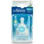 DrBrowns Natural Flow Options Θηλή Σιλικόνης Για Μπιμπερό Με Στενό Λαιμό Επίπεδο 2 3-6m 2τμχ