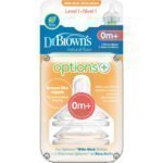DrBrowns Θηλές για Μπιμπερό Options+ με Φαρδύ Λαιμό Stage1 0+ Μηνών 2τεμάχια