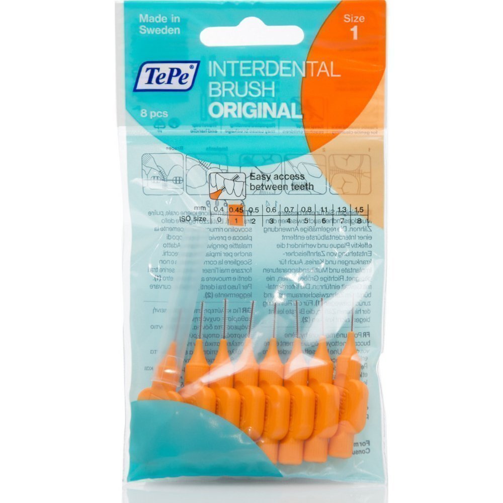 TePe-Interdental-Brush-Original-S1-73 TePe Interdental Brushes Orange Original 0.45 mm 8τμχ. - Image 1