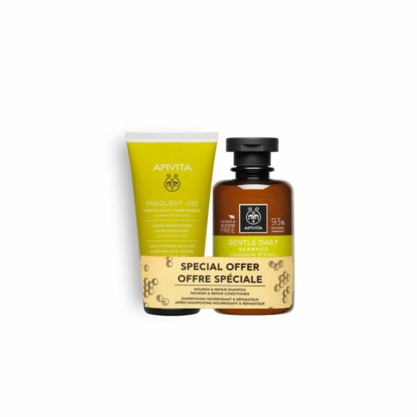 Apivita Frequent Use Chamomile & Honey (Sulfates Free) Shampoo + Frequent Use Conditioner (Special Offer), Pack, 250ml+150ml